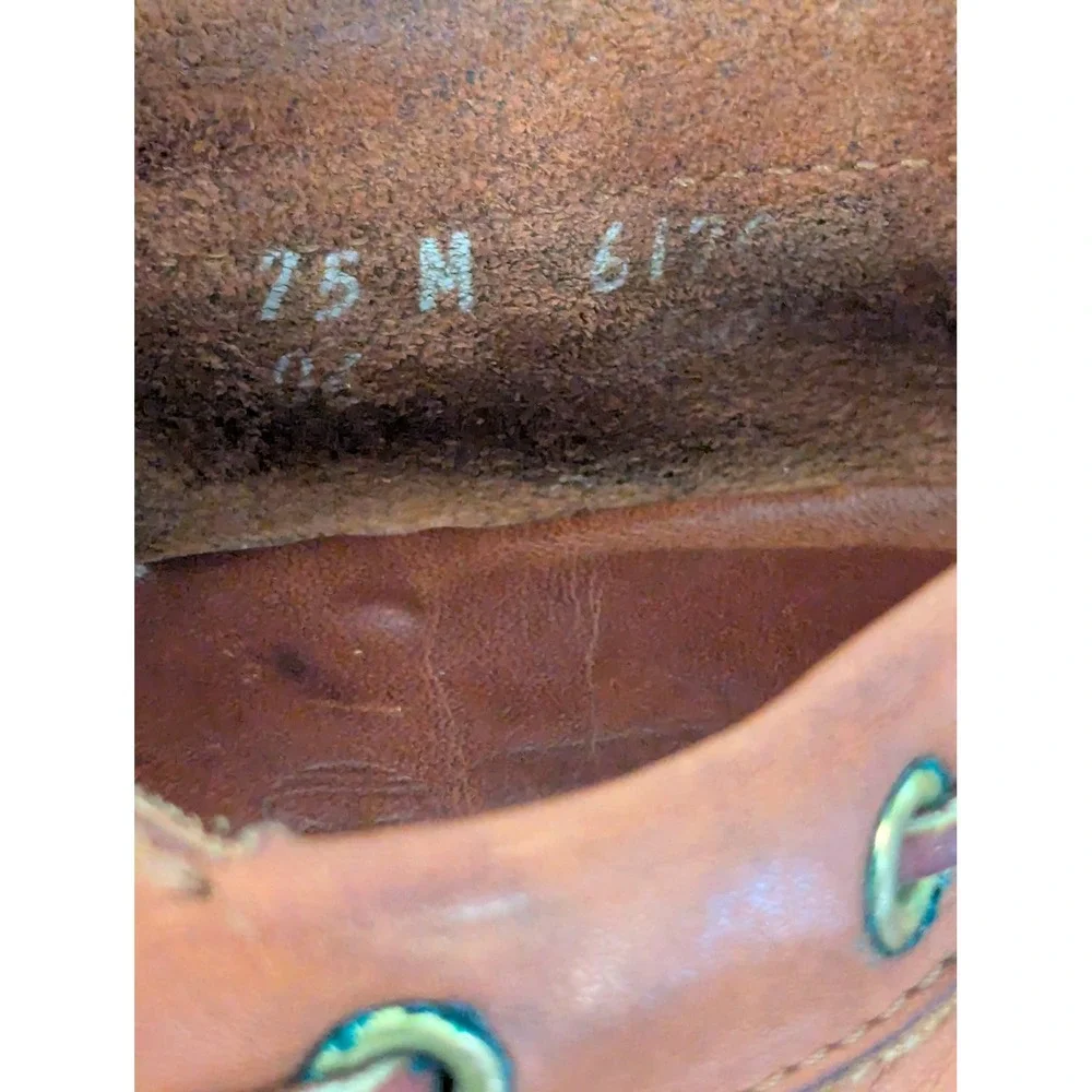 Vintage Timberland Boat Shoes Mens 7.5 M Brown Leather 2 Eye Handsewn USA Made